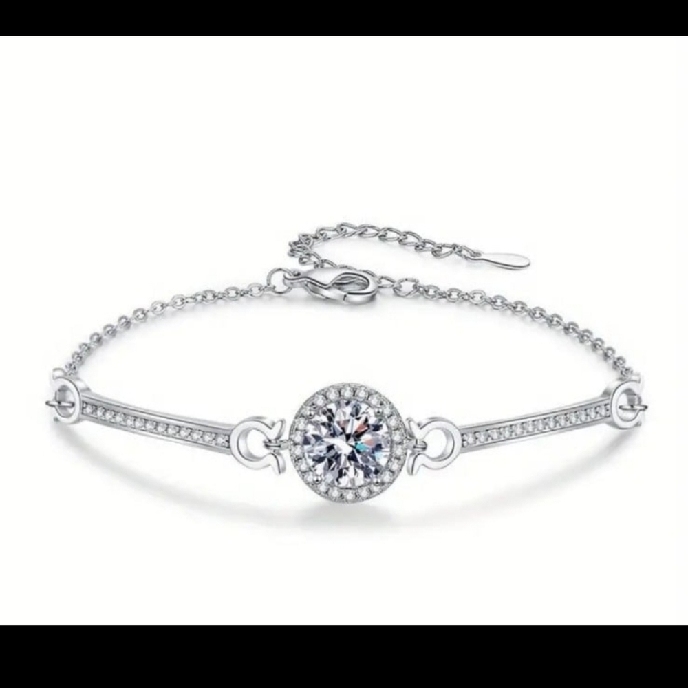 Moissanite Silver Tennis Bracelet Adjustable 2ct. Lab Created Diamond.